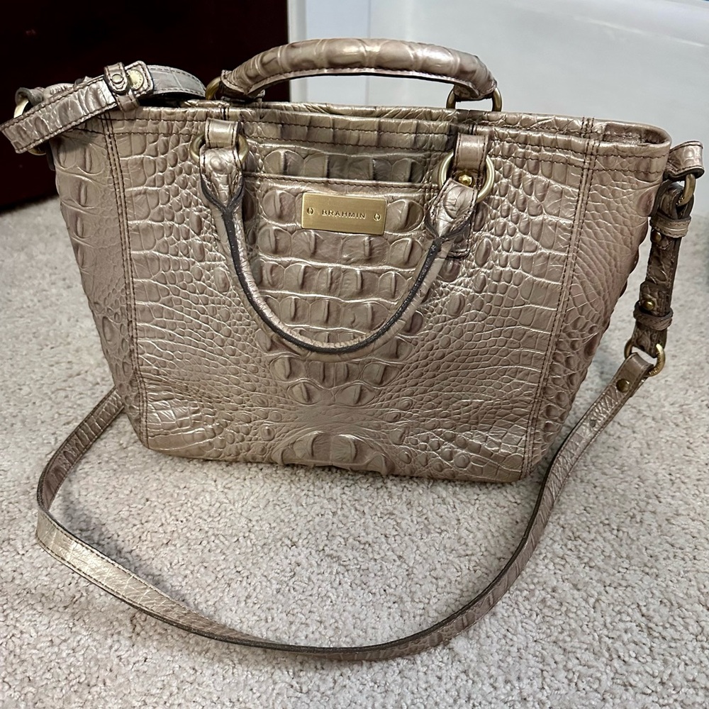 Brahmin Crocodile-Embossed Crossbody Tote Bag